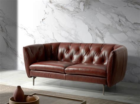 2 Seat Leather Upholstered Sofa With Stainless Steel Legs