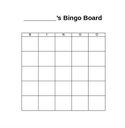 Blank Bingo Board Bingo Board Blank Bingo Board Bingo Card Template