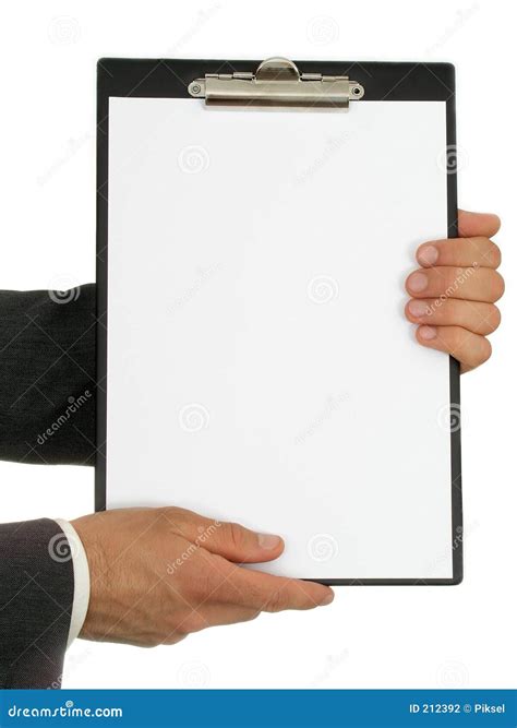 Businessmanâ€ S Hands Holding Clipboard Stock Photo Image Of Blank