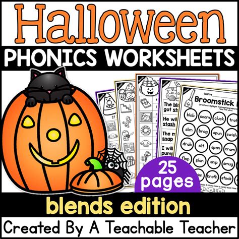 Halloween Blends Activities No Prep Phonics Worksheets A Teachable