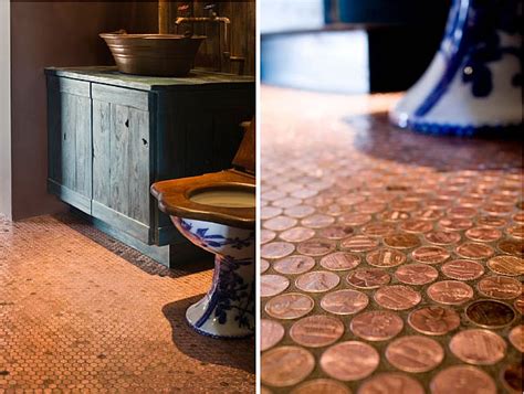 Penny tiles are great for the floors, whatever color you prefer; Copper Penny Flooring Made Easy