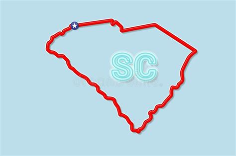 South Carolina Vector Map Isolated On White Detailed Silhouette Of
