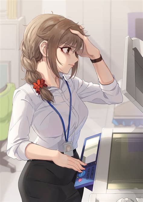 Planet Anime Art Frustrated Office Lady Original