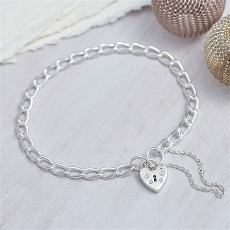 Sterling Silver Padlock Charm Bracelet By Hurleyburley