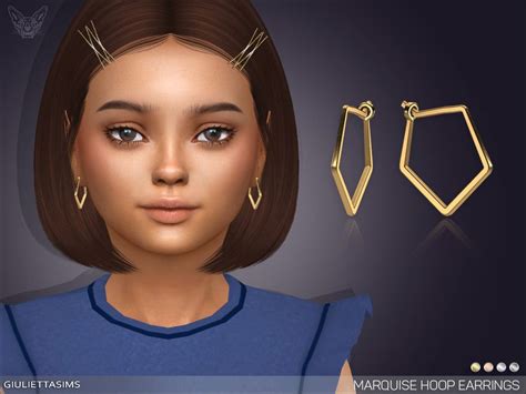 Created By Giuliettasims In 2021 Kids Earrings Marquise Hoops Sims 4