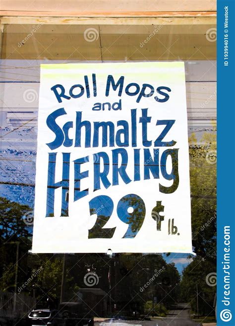 Vintage Grocery Store Sign Roll Mops And Schmaltz Herring 29 Cents Per