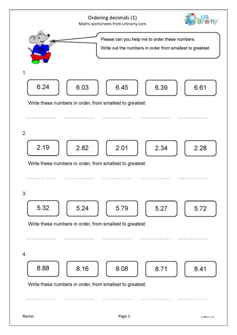 Ordering Fractions And Decimals Worksheet