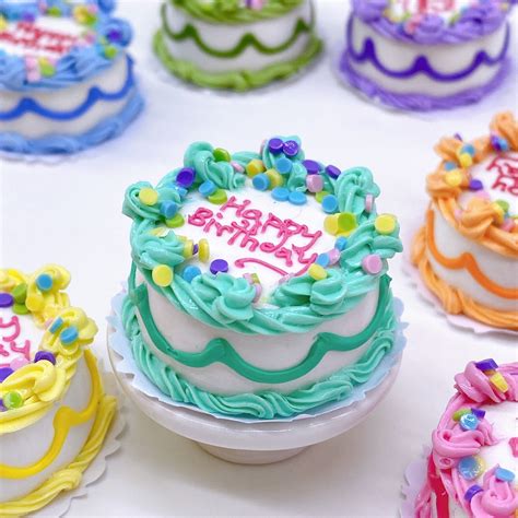 Miniature Happy Birthday Cake Miniature Sweet Cake Dollhouse Etsy