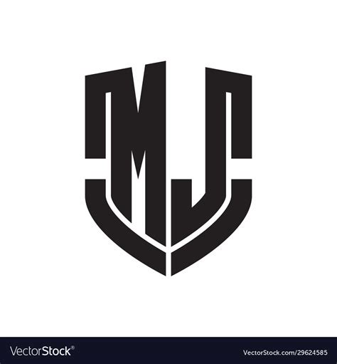 Mj Logo Monogram With Emblem Shield Shape Design Vector Image