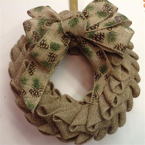 Burlap wreath, pinecone print burlap bow | Printing on burlap, Burlap wreath, Burlap bows