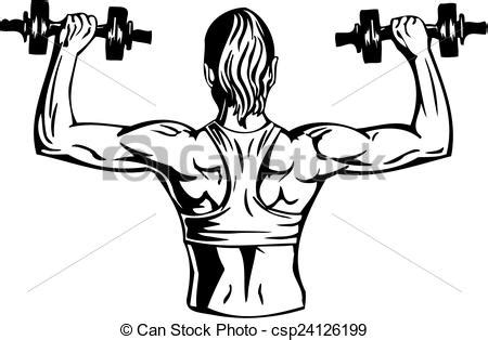 Man, woman head, brain nose, mouth, foot, ear, lips vector illustration. Woman With Dumbbells - Fitness. Vector... - Royalty Free ...