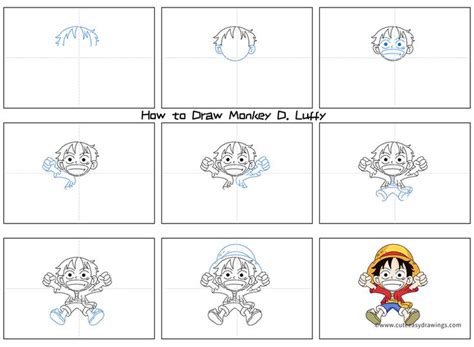 How To Draw Luffy From One Piece Step By Step Cute Easy Drawings In