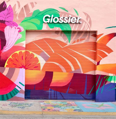 Bright Multicolored Mural Of Tropical Elements On Exterior Of Glossier Popup Murals Street Art