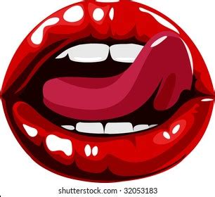 Illustration Woman Licking Sexy Red Lips Stock Illustration Shutterstock