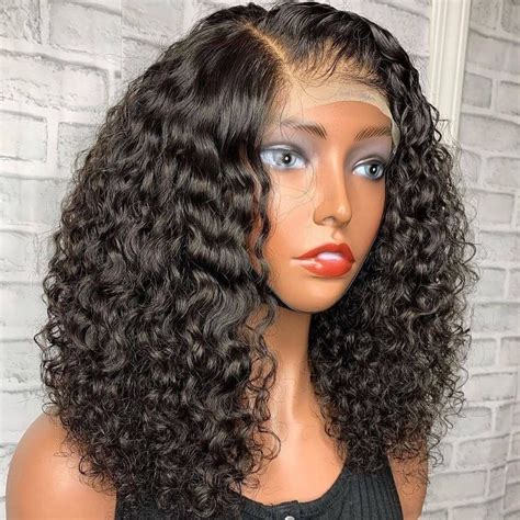 Short Curly Bob Lace Front Human Hair Wigs X X Density