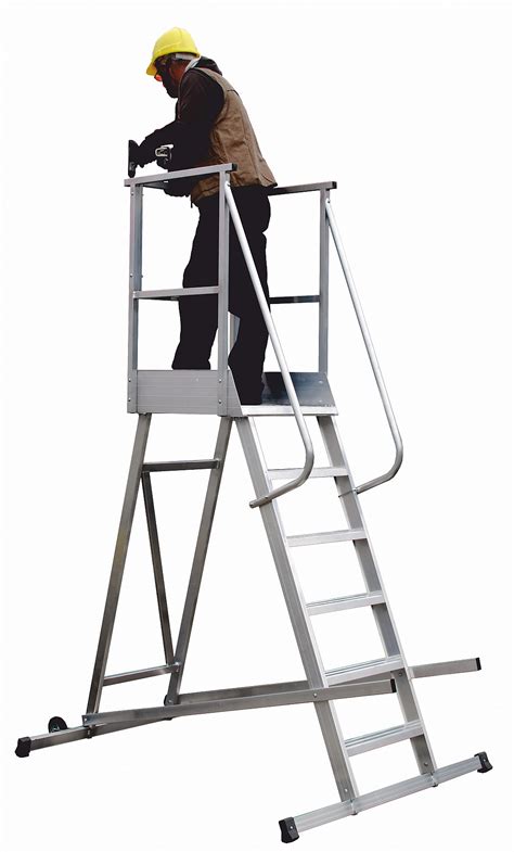 Professional Al Ladder With Mobile Platform 6087 Pteam Doo