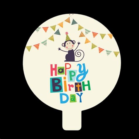 Happy Birthday Monkey Air Balloon Linard Floral