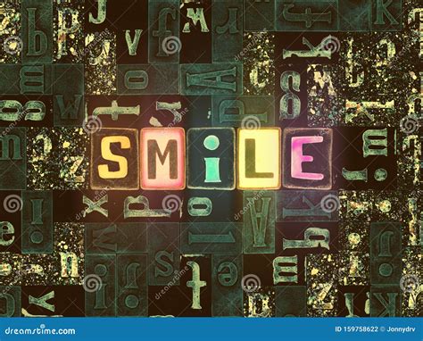 The Word Smile As Neon Glowing Unique Typeset Symbols Luminous Letters