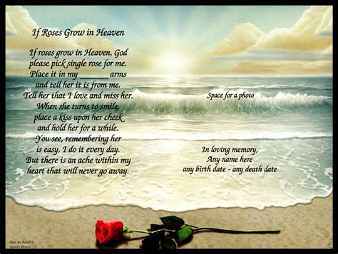 Loss Of Mother Roses In Heaven Sympathy Poem Photo Not Etsy In 2022