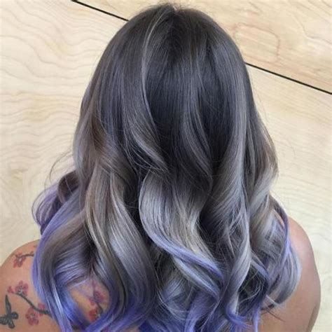 Ash Blonde And Purple Balayage For Dark Brown Hair Hairstyles