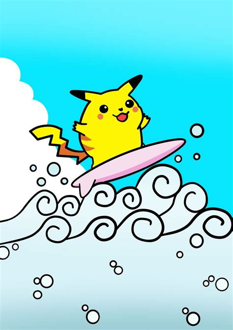 Surfing Pikachu Bonus Pokemon Wave 1 Poster Pikachu Pokemon