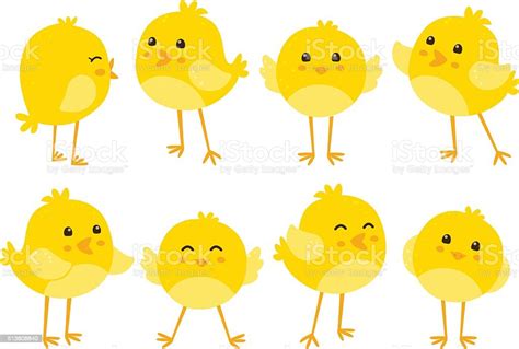 Set Of Cute Cartoon Chickens Stock Illustration Download Image Now