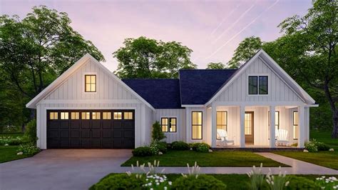 One Story Modern Farmhouse Plan With Open Concept Living House Plan