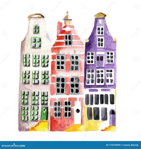 Case Olandesi Tipiche Illustrazione Di Stock Illustrazione Di Pittura