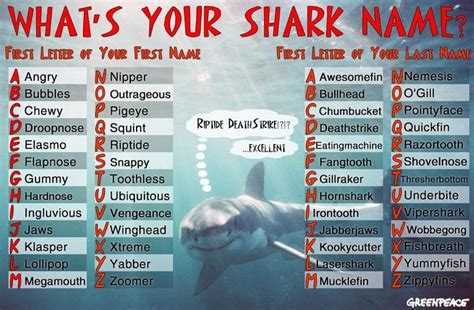 Whats Your Shark Name Shark Names Funny Name Generator Funny Names