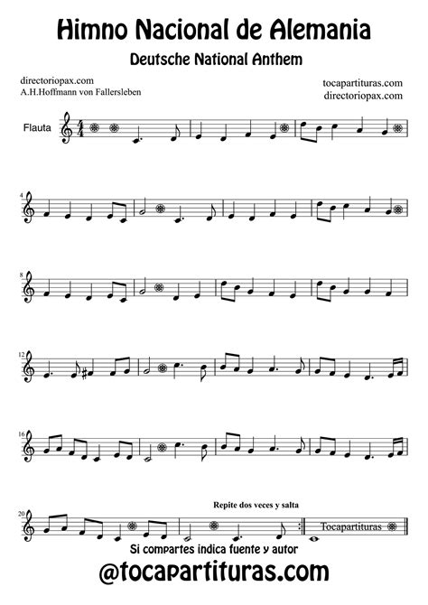 Tocapartituras Himno Nacional De Alemania Partitura De Flauta Violín