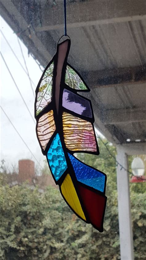 feather stained glass suncatcher approx