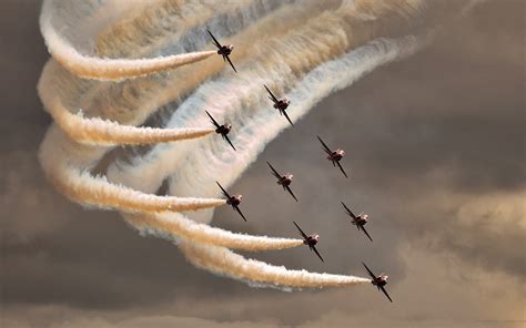 Jet Fighter Formation With Colourful Smoke Hd Wallpaper Hd Wallpapers