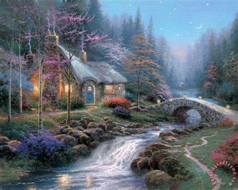 Thomas Kinkade Twilight Cottage Painting Twilight