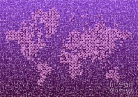 World Map Kotak In Purple Digital Art By Eleven Corners