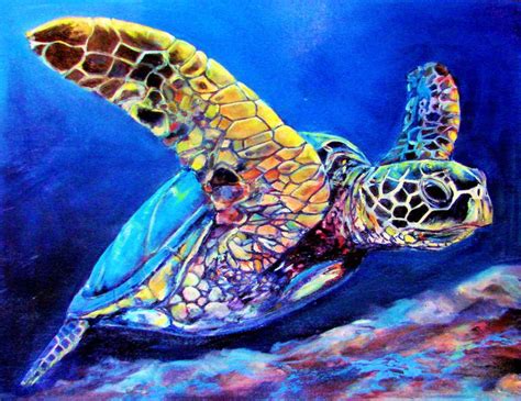 Turtle Home Decor Coastal Sea Turtle Fine Art Giclee Gallery Wrapped