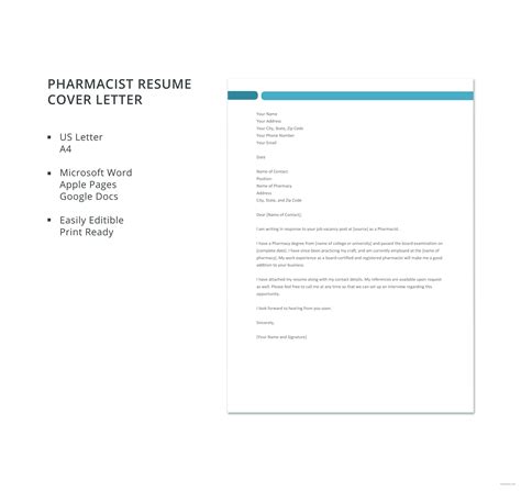 Free Pharmacist Resume Cover Letter Template In Microsoft Word Apple