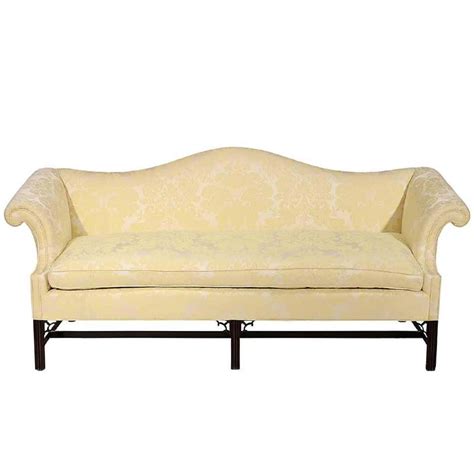 Chippendale Style And Upholstered Camelback Sofa And Down Seat 20th