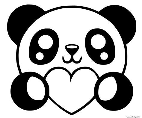 Coloriage Panda Coeur Facile Mignon Dessin Dessin Facile Mignon à Imprimer