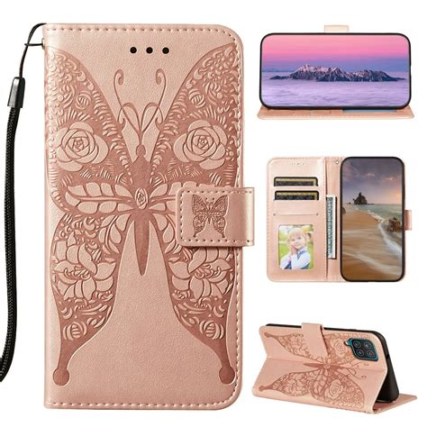 Samsung Galaxy A12 Wallet Case Dteck Embossed Butterfly Pu Leather