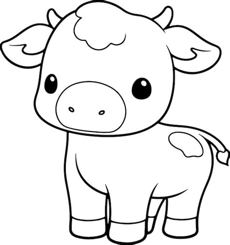 Ilustração vetorial de vaca contorno preto e branco livro de colorir de vaca ou página para