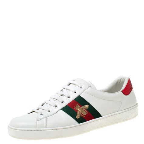 Gucci White Leather Ace Embroidered Bee Low Top Sneakers Size 43 Gucci