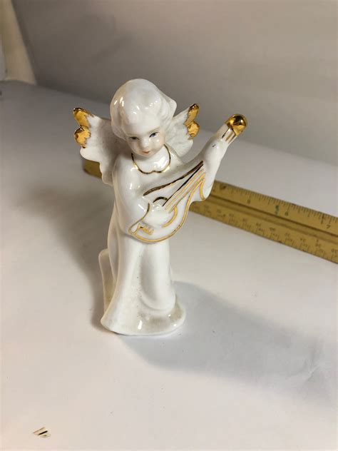 Vintage 24k Gold Porcelain Angel Figurine Etsy