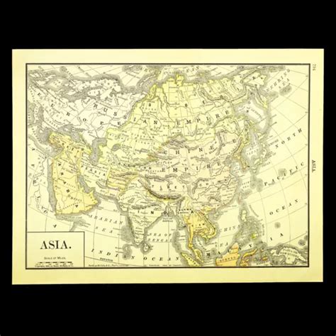 1890 Vintage Asia Map Antique Map Of Asia Wall Art Decor India Siam