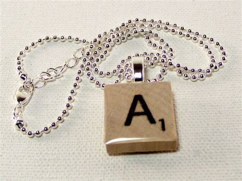 Wood Letter Tile Necklaces Initial Tile Pendant Necklace In Silver By
