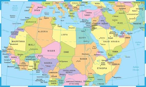 Highly Detailed Political Map Of Northern Africa And The Middle ⬇