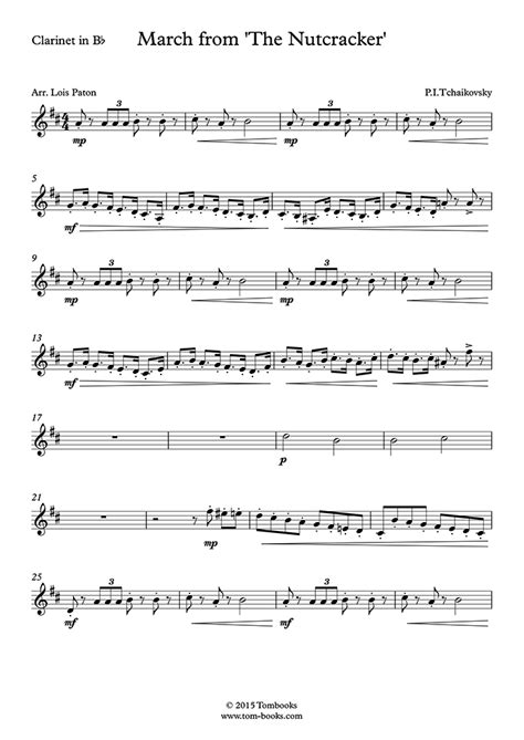 The nutcracker is amongst the most popular ballet music ever written. Clarinet Sheet Music March (The Nutcracker) (Tchaikovsky)