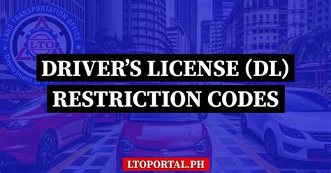 List Of Lto Drivers License Restriction Codes And Meanings Lto Portal Ph