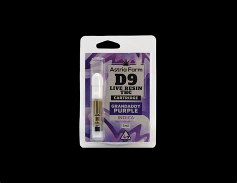 Delta 9 Granddaddy Purple 1ml Live Resin Vape Cartridge Astria Farm