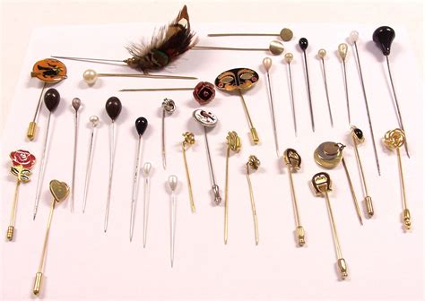 Vintage Stick Pins Huge Lot Feathers Wood Glass Enamel By Punksrus