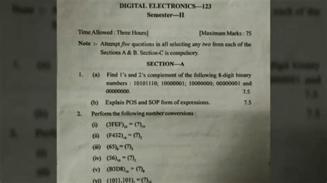 Contents network theory, control system, electronic devices and circuits, analog electronic circuits signals and systems. DIGITAL ELECTRONICS || QUESTION PAPER - YouTube